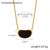 Wholesale Women's Simple Geometric Inlaid Tiger Eye Stone Goldplated Titanium Steel Pendant Necklace