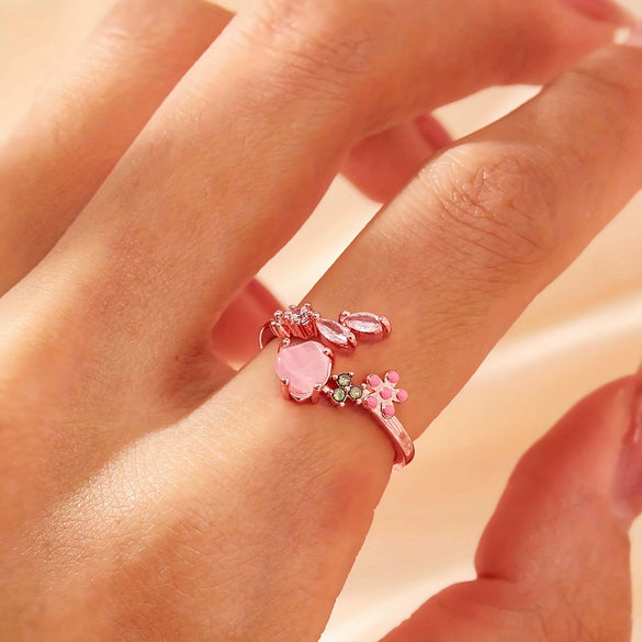Wholesale Women's Simple Geometric Inlaid Zircon Copper Ring