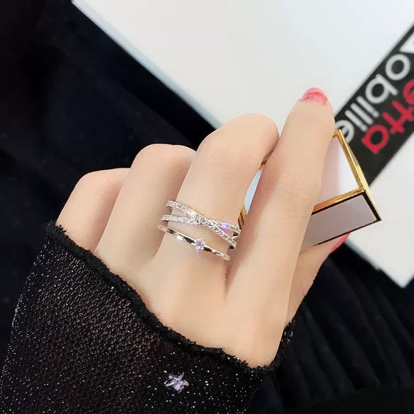 Wholesale Women's Simple Geometric Inlaid Zircon Copper Ring