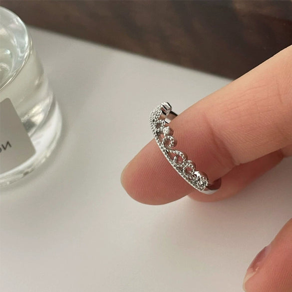Wholesale Women's Simple Geometric Inlaid Zircon Copper Ring