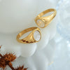 Wholesale Women's Simple Geometric Inlay Natural White Seashells 316L Stainless Steel Gold Plated Ring Jewelry