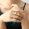 Wholesale Women's Simple Geometric Inlay Natural White Seashells 316L Stainless Steel Gold Plated Ring Jewelry