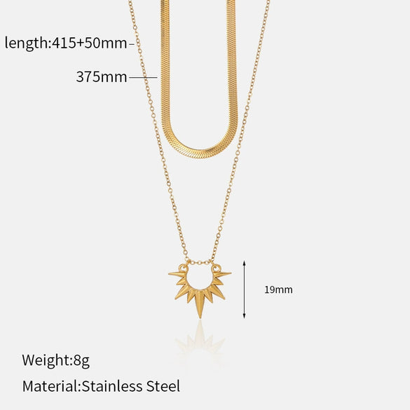 Wholesale Women's Simple Geometric 18K Gold Electroplated Stainless Steel Sun Necklace With Ochain