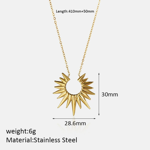 Wholesale Women's Simple Geometric 18K Gold Electroplated Stainless Steel Sun Necklace With Ochain