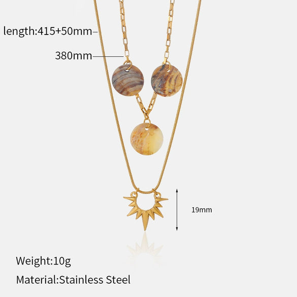 Wholesale Women's Simple Geometric 18K Gold Electroplated Stainless Steel Sun Necklace With Ochain