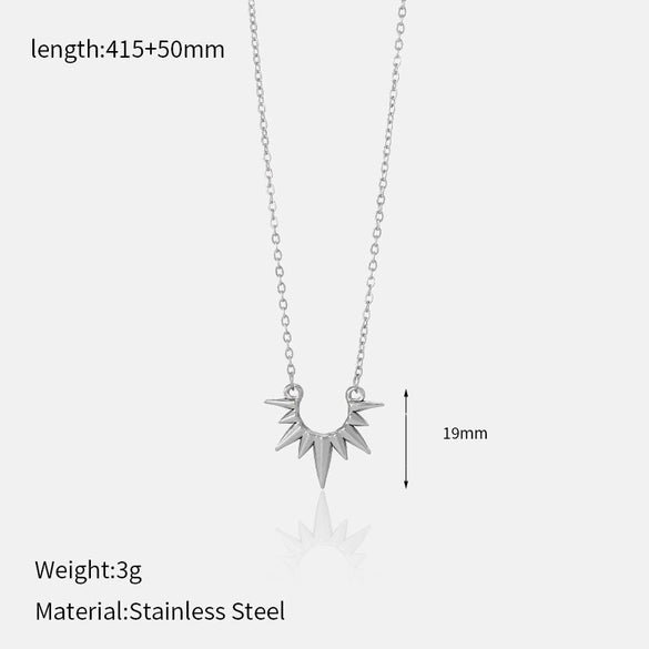 Wholesale Women's Simple Geometric 18K Gold Electroplated Stainless Steel Sun Necklace With Ochain