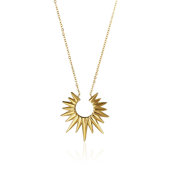 Wholesale Women's Simple Geometric 18K Gold Electroplated Stainless Steel Sun Necklace With Ochain