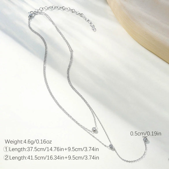 Wholesale Women's Simple Geometric 18K Stainless Steel Electroplated Double Stacked Tassel Necklace