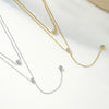 Wholesale Women's Simple Geometric 18K Stainless Steel Electroplated Double Stacked Tassel Necklace
