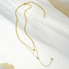 Wholesale Women's Simple Geometric 18K Stainless Steel Electroplated Double Stacked Tassel Necklace