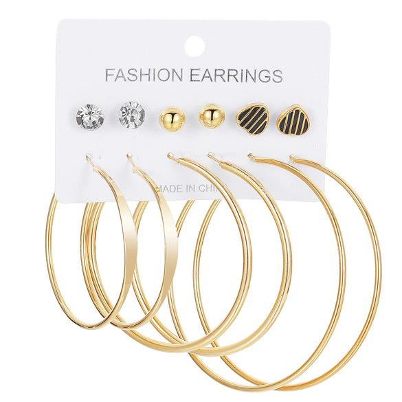 Wholesale Women's Simple Geometric Metal Alloy Electroplated Circle Hoop And Stud Earrings
