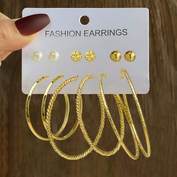 Wholesale Women's Simple Geometric Metal Alloy Electroplated Circle Hoop And Stud Earrings