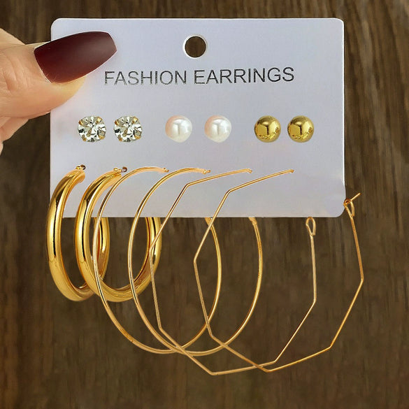 Wholesale Women's Simple Geometric Metal Alloy Electroplated Circle Hoop And Stud Earrings