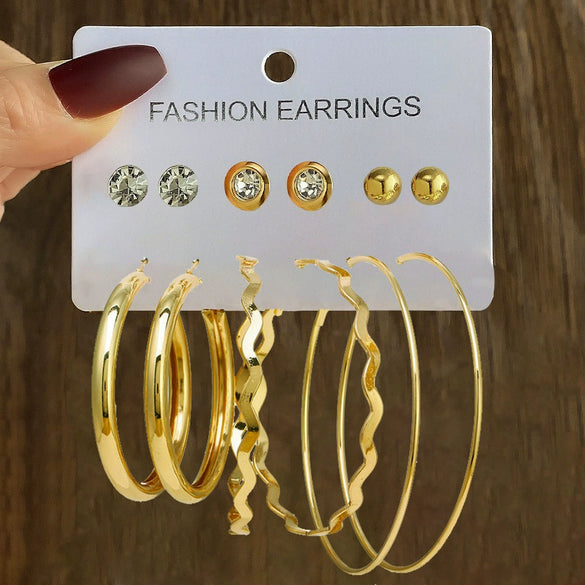 Wholesale Women's Simple Geometric Metal Alloy Electroplated Circle Hoop And Stud Earrings