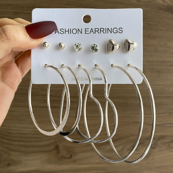 Wholesale Women's Simple Geometric Metal Alloy Electroplated Circle Hoop And Stud Earrings
