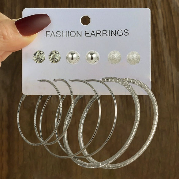 Wholesale Women's Simple Geometric Metal Alloy Electroplated Circle Hoop And Stud Earrings