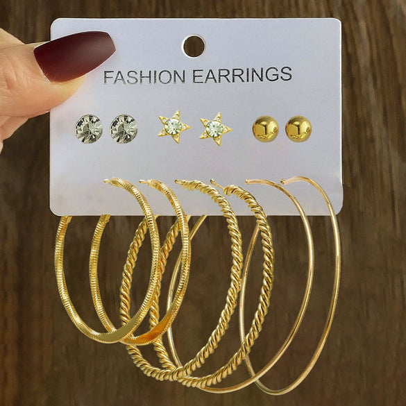 Wholesale Women's Simple Geometric Metal Alloy Electroplated Circle Hoop And Stud Earrings