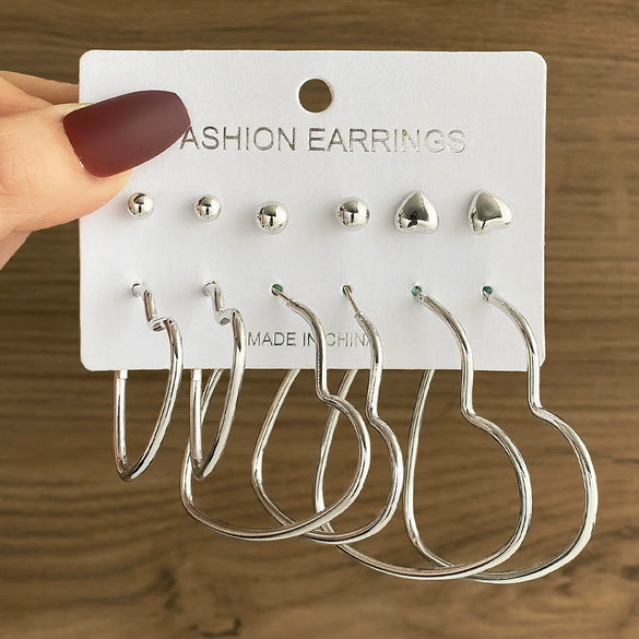 Wholesale Women's Simple Geometric Metal Alloy Electroplated Circle Hoop And Stud Earrings