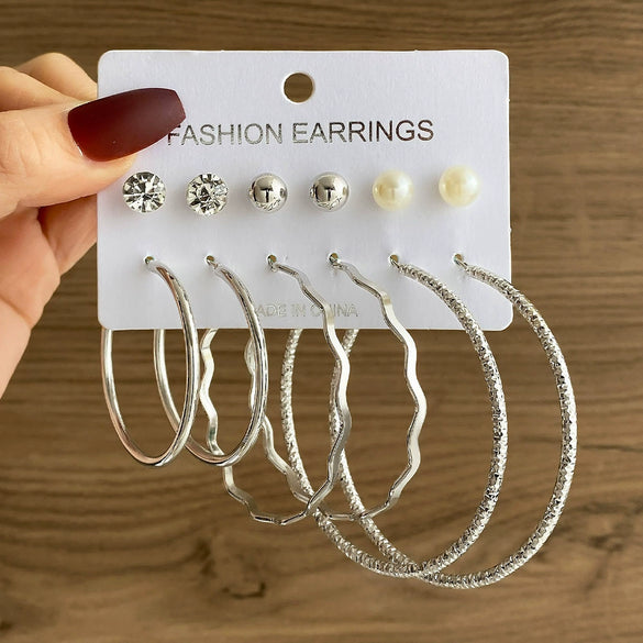 Wholesale Women's Simple Geometric Metal Alloy Electroplated Circle Hoop And Stud Earrings