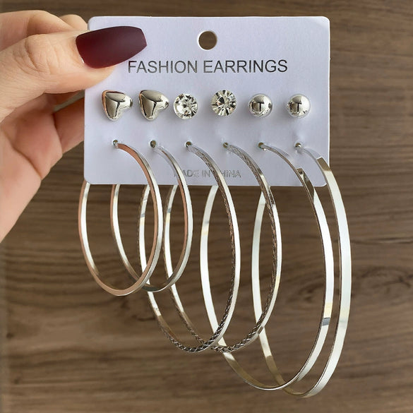 Wholesale Women's Simple Geometric Metal Alloy Electroplated Circle Hoop And Stud Earrings