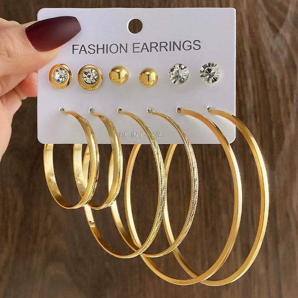 Wholesale Women's Simple Geometric Metal Alloy Electroplated Circle Hoop And Stud Earrings
