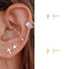 Wholesale Women's Simple Geometric Mini Cross Earrings Copper Plated With Real Gold