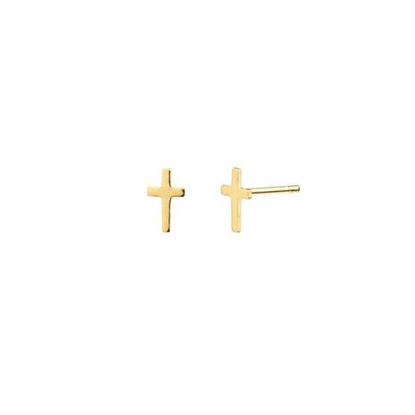 Wholesale Women's Simple Geometric Mini Cross Earrings Copper Plated With Real Gold