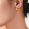 Wholesale Women's Simple Geometric Multilayer Cross Titanium Steel Electroplated Earrings Jewelry
