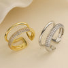Wholesale Women's Simple Geometric Open Copper Ring Plated Real Gold With Micropaved Zircon