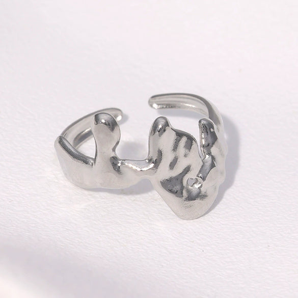 Wholesale Women's Simple Geometric Open Stainless Steel Rings With Electroplating