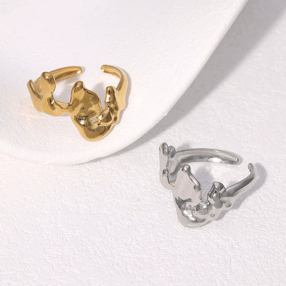 Wholesale Women's Simple Geometric Open Stainless Steel Rings With Electroplating