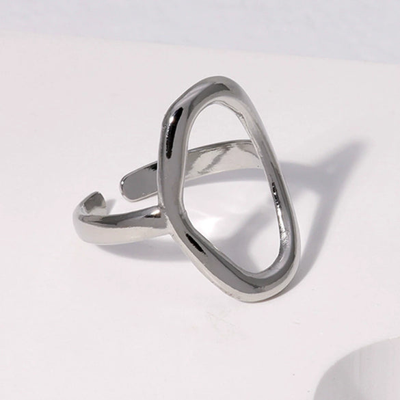 Wholesale Women's Simple Geometric Opening Adjustable Titanium Steel And Stainless Steel Ring With Electroplating Treatment