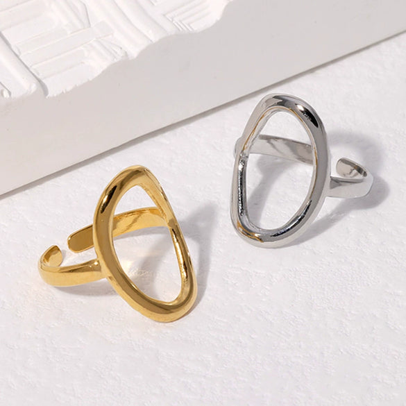 Wholesale Women's Simple Geometric Opening Adjustable Titanium Steel And Stainless Steel Ring With Electroplating Treatment
