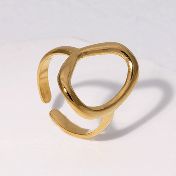 Wholesale Women's Simple Geometric Opening Adjustable Titanium Steel And Stainless Steel Ring With Electroplating Treatment