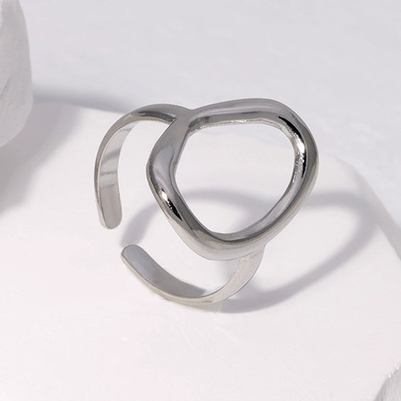 Wholesale Women's Simple Geometric Opening Adjustable Titanium Steel And Stainless Steel Ring With Electroplating Treatment