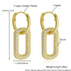Wholesale Women's Simple Geometric Oval Zircon Inlay Real Gold Copper Plated Hoop Earrings