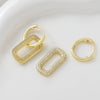Wholesale Women's Simple Geometric Oval Zircon Inlay Real Gold Copper Plated Hoop Earrings