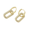 Wholesale Women's Simple Geometric Oval Zircon Inlay Real Gold Copper Plated Hoop Earrings
