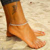 Wholesale Women's Simple Geometric Pearl 925 Sterling Silver Anklet