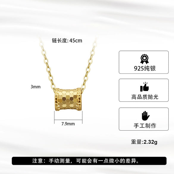 Wholesale Women's Simple Geometric Pendant Necklace S925 Sterling Silver O Word Chain Electroplating