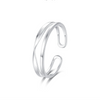 Wholesale Women's Simple Geometric S925 Sterling Silver Double Layer Line Opening Adjustable Ring With Electroplating