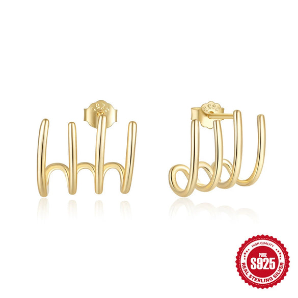 Wholesale Women's Simple Geometric S925 Sterling Silver Earrings With Inlaid Zircon