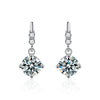 Wholesale Women's Simple Geometric S925 Sterling Silver Moissanite Fourclaw Tassel Earrings Set With Diamonds