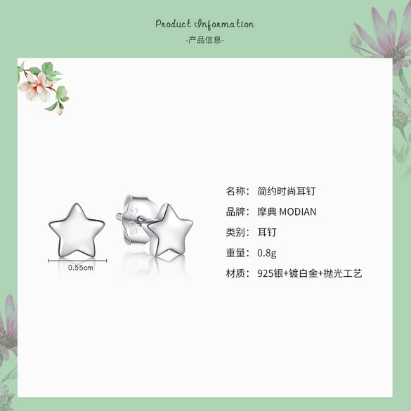 Wholesale Women's Simple Geometric S925 Sterling Silver Star Moon Triangle Earrings Platinum Plated Antiallergy Jewelry