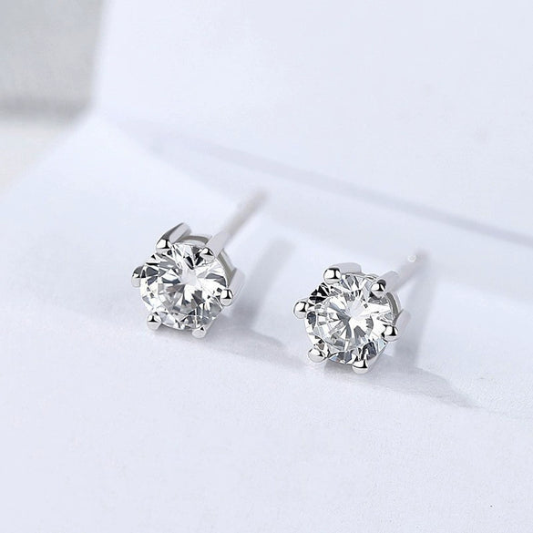 Wholesale Women's Simple Geometric S925 Sterling Silver Zircon Inlaid Stud Earrings