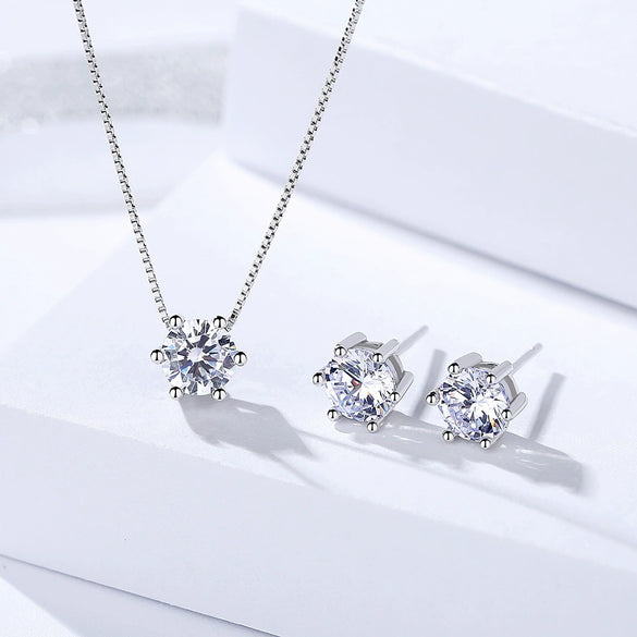 Wholesale Women's Simple Geometric S925 Sterling Silver Zircon Inlaid Stud Earrings