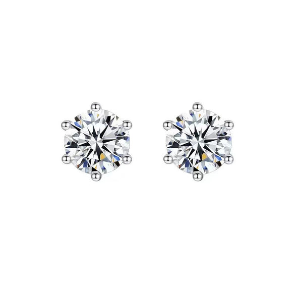 Wholesale Women's Simple Geometric S925 Sterling Silver Zircon Inlaid Stud Earrings