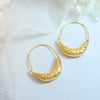 Wholesale Women's Simple Geometric Shipshaped Embossed 316L Stainless Steel 18K Gold Plated Earrings