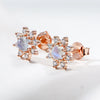Wholesale Women's Simple Geometric Silver Diamond Treated Sunflower Natural Moonstone Earrings