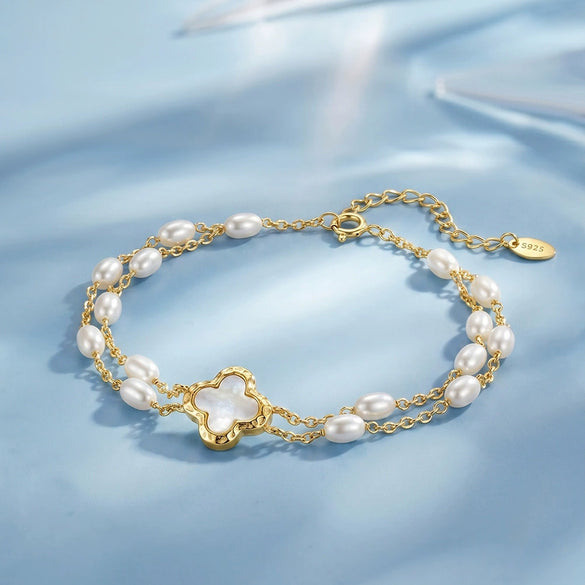 Wholesale Women's Simple Geometric Silver Electroplated Freshwater Pearl Bracelet
